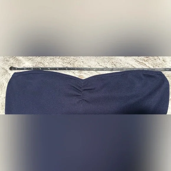 Freshman 1996 Blue Strapless Bandeau Bubble Hem Sweater Dress - Picture 6 of 10